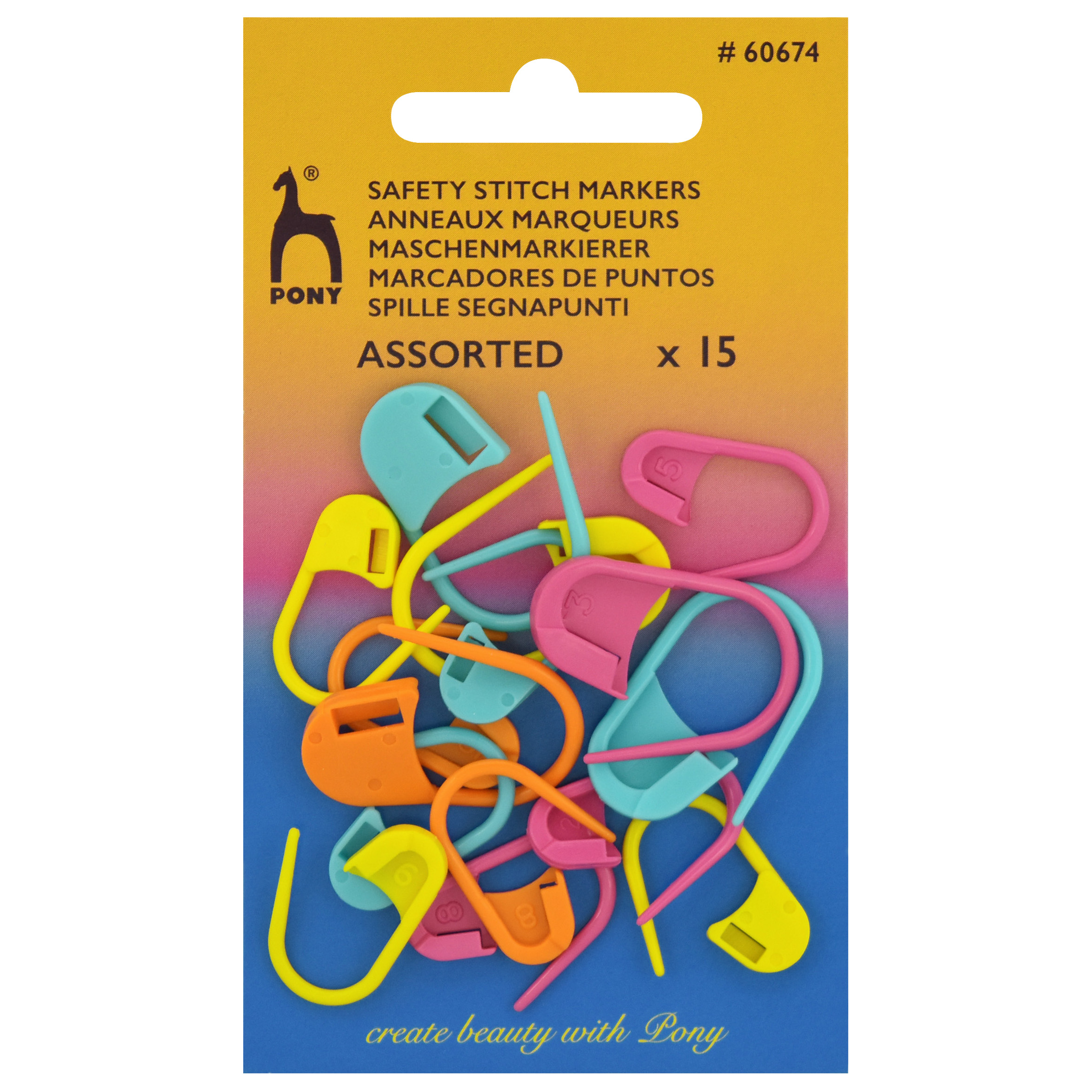 STITCH MARKERS - PLASTIC SAFETY PINS x10 —  - Yarns, Patterns and  Accessories